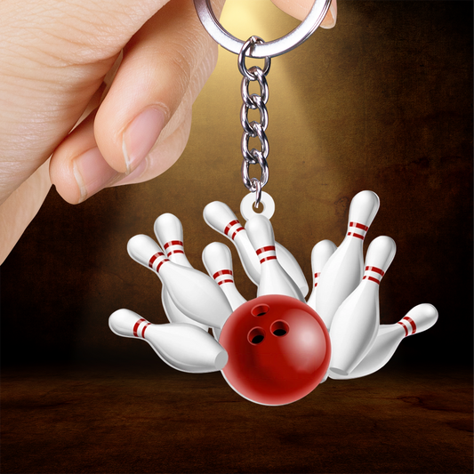 Bowling Pins And Ball Acrylic Keychain For Bowling Lovers, Bowlers, Friends
