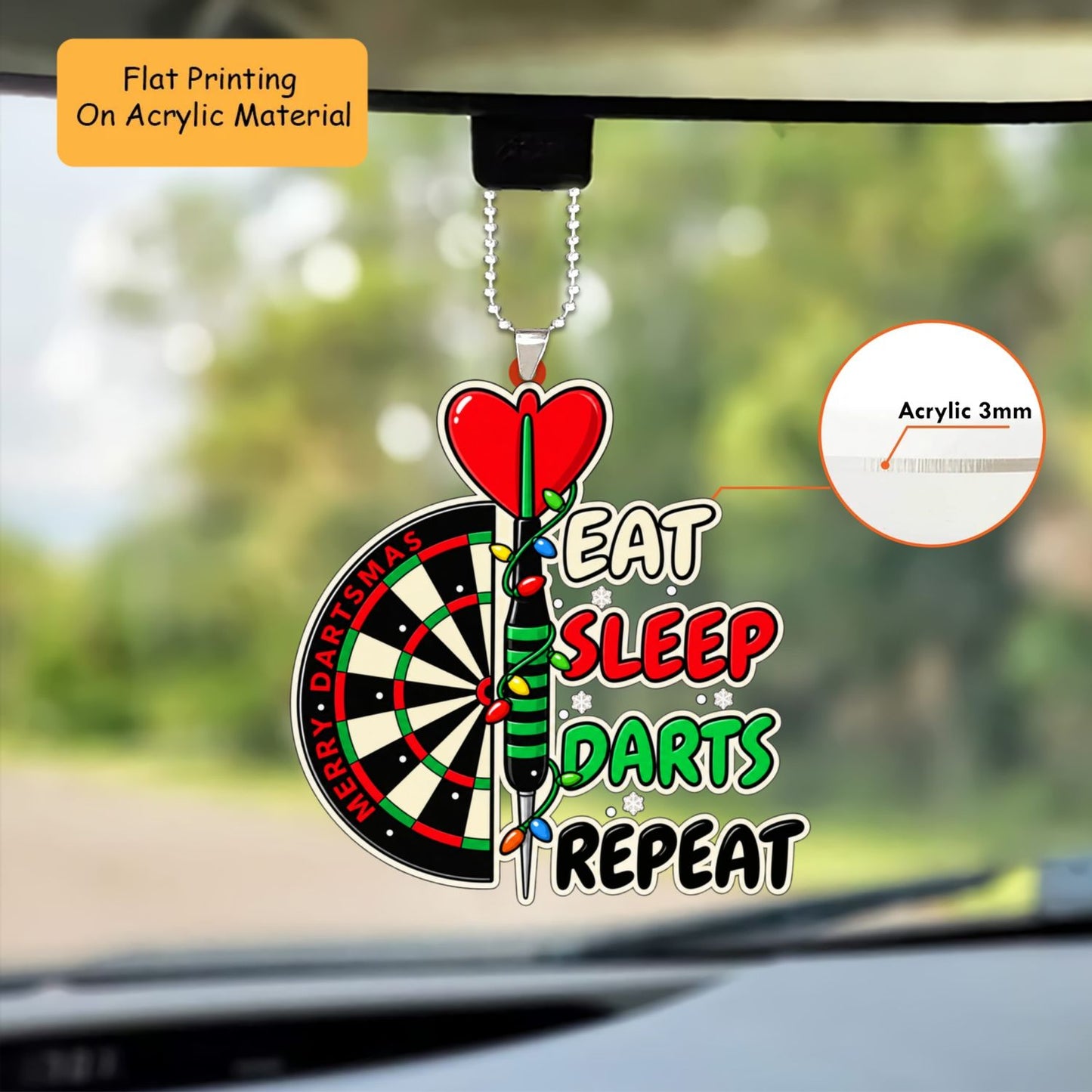 Personalized Christmas Dart Ornament, Eat Sleep Dart Repeat Merry Dartsmas, Custom Ornament Christmas Gift, Keychain Dart Christmas, Car Ornament Dart Christmas