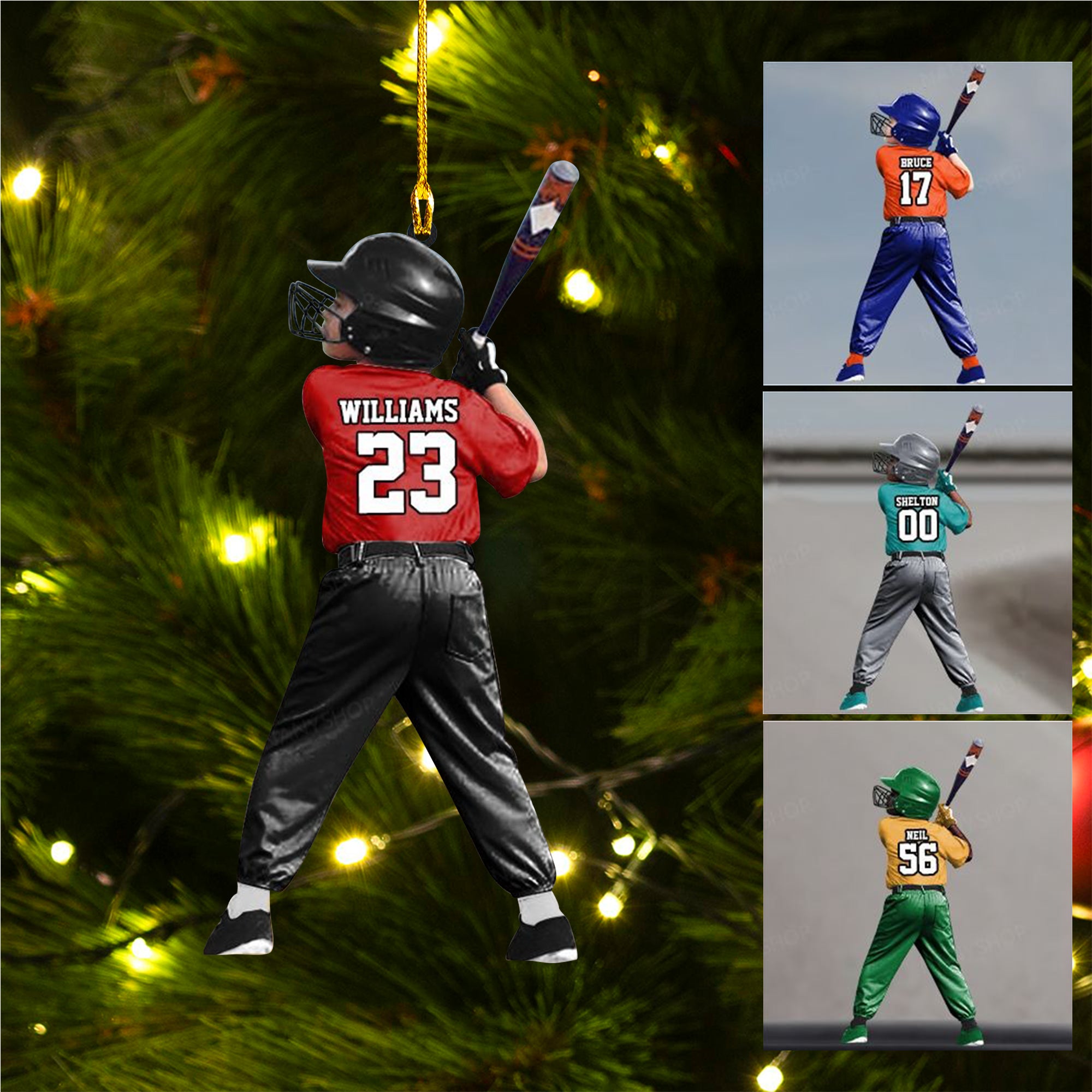 Custom Photo Baseball Players Christmas Acrylic Ornament - Two Sided Ornament - Gift For Son, Grandson, Baseball Lovers - Christmas Ornament Decor