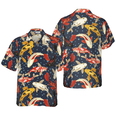 Koi Fish Pattern Hawaiian Shirt, Colorful Koi Fish Aloha Shirt For Men - Perfect Gift For Koi Lovers, Husband, Boyfriend, Friend, Family - Amzanimalsgift