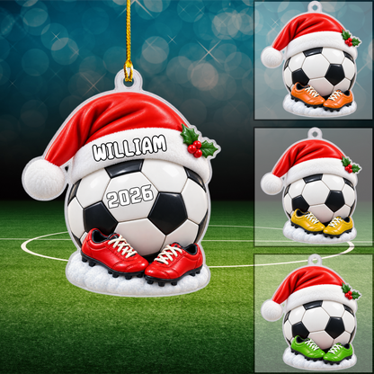 Personalized Soccer Christmas Flat Printed Acrylic Ornament, Soccer Ball And Shoes, Custom Ornament Christmas Gift, Keychain Soccer, Car Ornament Soccer
