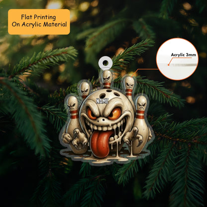 Personalized Bowling Mad Bowl 3D Acrylic Ornament, Custom Holiday Tree Decor, Perfect Gift for Bowler