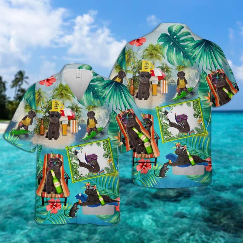 Labradoodle Hawaiian Shirt, Dog Surfing, Tropical Summer Aloha Shirt For Men - Perfect Gift For Labradoodle Lovers, Husband, Boyfriend, Friend, Family - Amzanimalsgift