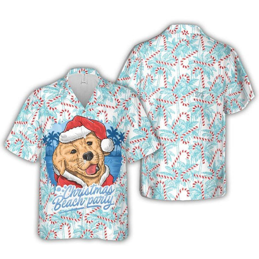 Labrador Aloha Hawaiian Shirt - Labrador Puppy Hawaiian Shirt, Christmas Cane Hawaiian Shirt For Men & Women, Labrador Lover - Amzanimalsgift