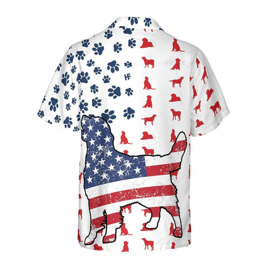 Labrador Hawaiian Shirt, Dog Footprint American Flag Aloha Hawaiian Shirt - Perfect Gift For Lover, Friend, Family - Amzanimalsgift