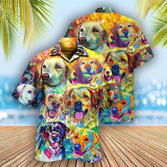 Labrador Retriever Aloha Hawaii Shirt - Labrador Retriever Love Is Wet Noses Slobbery Kisses Wagging Tails Colorful Hawaiian Shirt For Summer - Perfect Gift For Dog Lovers, Friend, Family - Amzanimalsgift