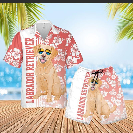 Labrador Retriever Aloha Hawaiian Shirt - Tropical Leaves Hawaiian Shirt, Labrador Retriever Sunglass Hawaiian Shirt For Men & Women, Labrador Lover - Amzanimalsgift