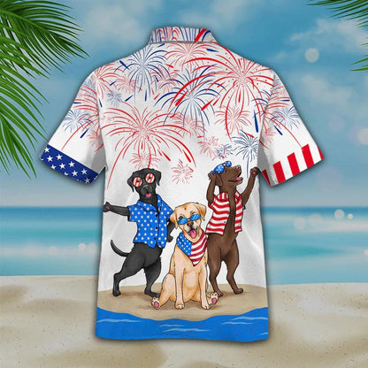 Labrador Retriever Aloha Hawaiian Shirts For Summer, Happy Independence Day Hawaiian Shirt For Men Women, Gift For Dog Lovers, Fourth Of July Holiday - Amzanimalsgift