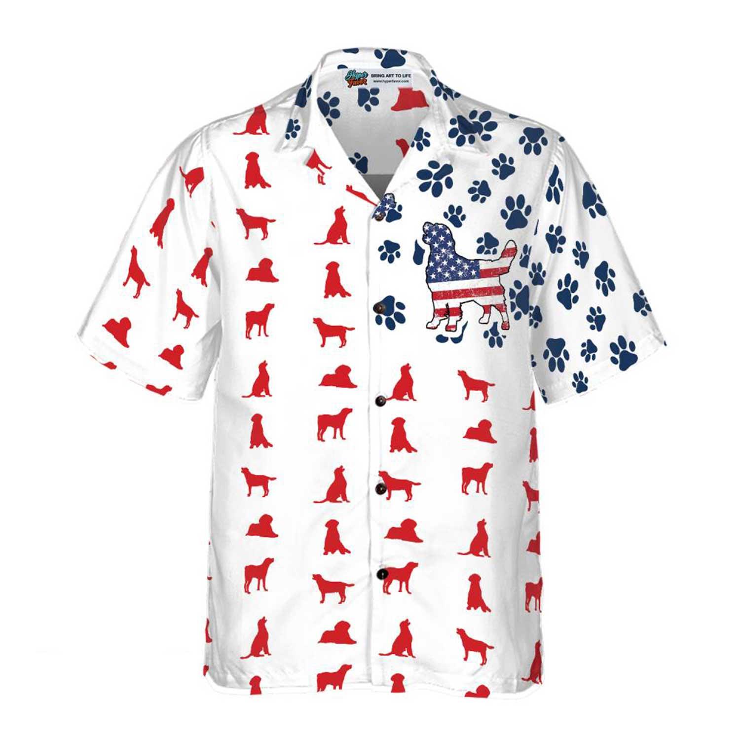 Labrador Retriever Aloha Hawaiian Shirts For Summer, Labrador American Flag Hawaiian Shirt For Men Women, Gift For Dog Lovers, Fourth Of July Party - Amzanimalsgift