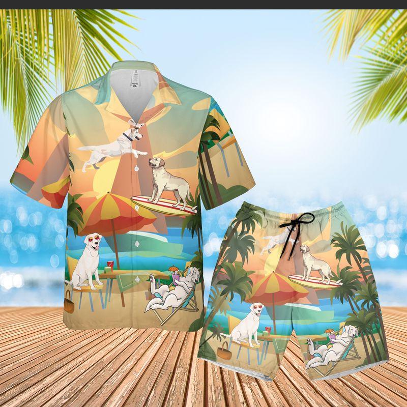Labrador Retriever Aloha Hawaiian Shirts For Summer, Tropical Hawaiian Set Holiday Outfits For Men Women, Gift For Friend, Dog Lovers, Dog Mom Dad - Amzanimalsgift