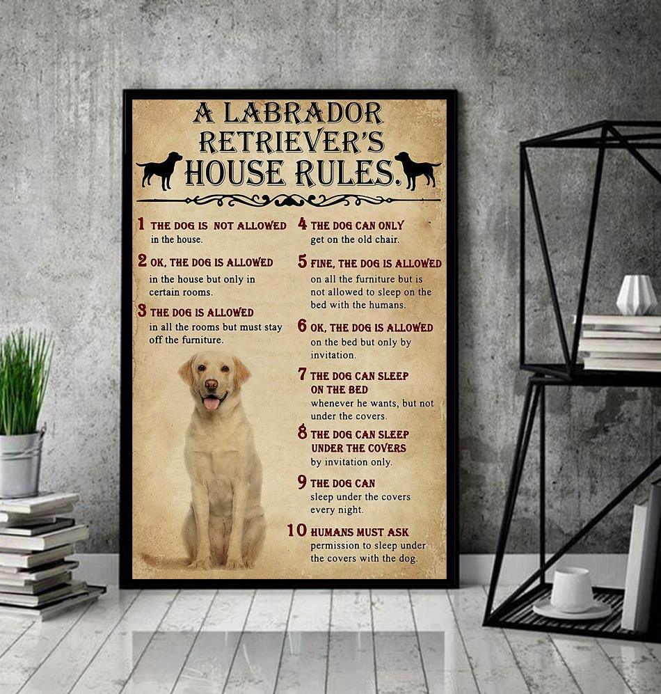 Labrador Retriever Portrait Canvas - A Labrador Retriever House Rules Canvas - Perfect Gift For Labrador Retriever Lover, Dog Lover - Amzanimalsgift
