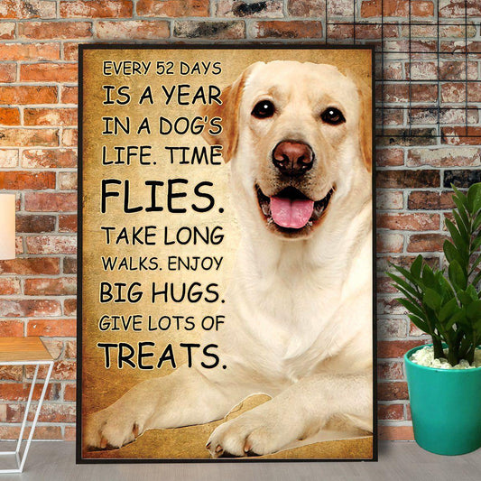 Labrador Retriever Portrait Canvas - Every 52 Days Is A Year In A Dog’s Life Canvas - Perfect Gift For Labrador Retriever Lover, Dog Lover - Amzanimalsgift