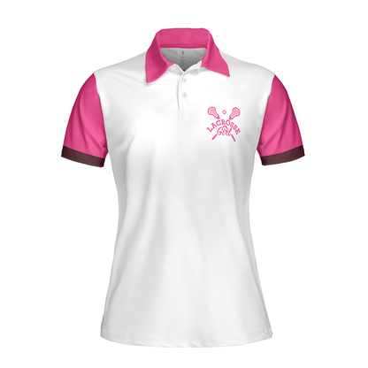 Lacrosse Women Polo Shirt, Don't Let Skirt Fool You White And Pink Lacrosse Women Polo Shirts, Best Gift For Lacrosse Lovers, Ladies - Amzanimalsgift