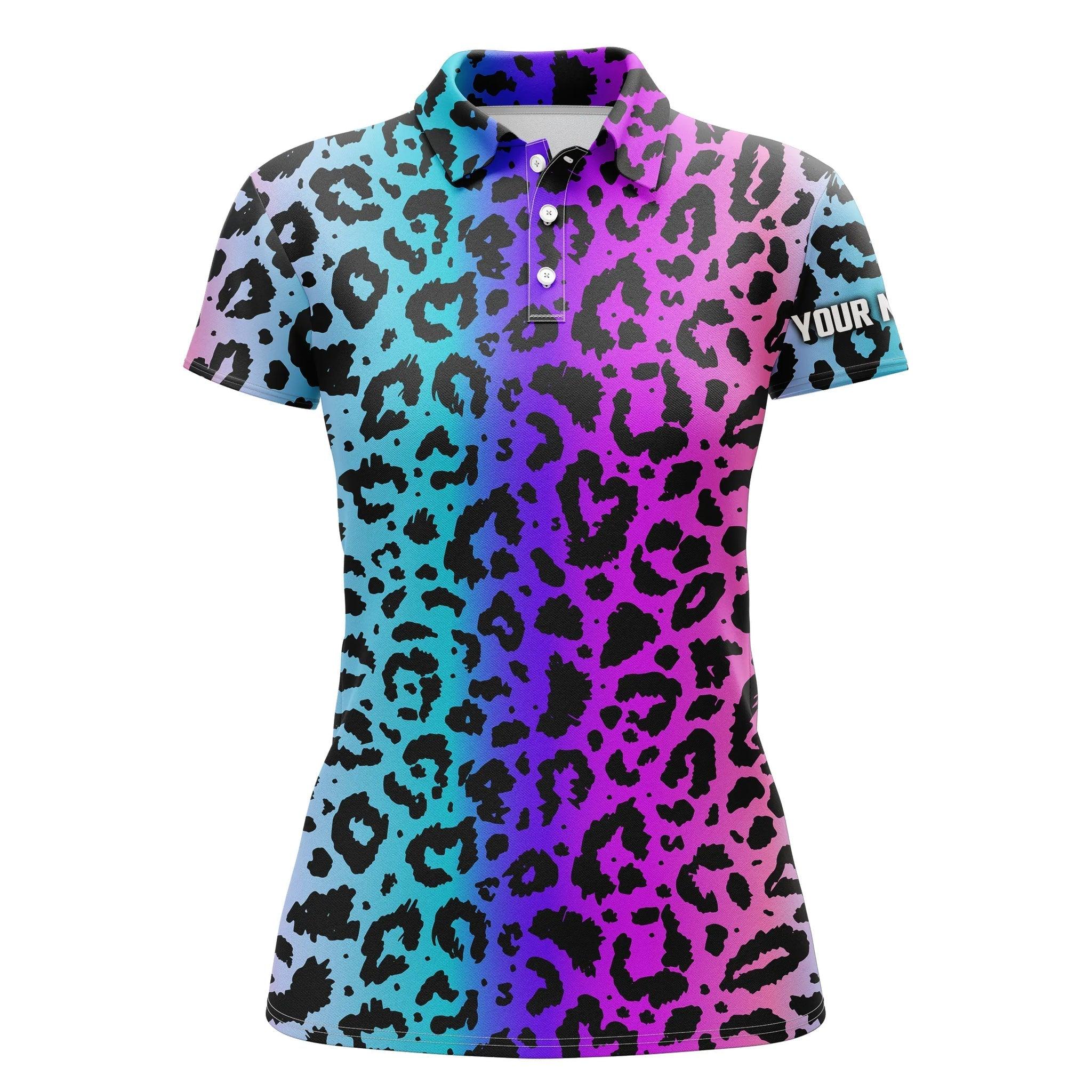 Custom Name And Team Name Custom Lime Green Leopard Pattern Polo