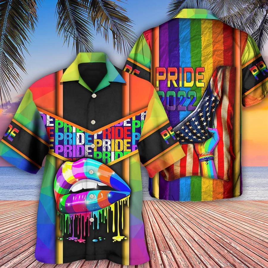 LGBT Aloha Hawaiian Shirt For Summer - LGBT American Pride 2022 Hawaiian Shirt - US Flag Hawaiian Shirt - Perfect Gift For LGBT - Amzanimalsgift