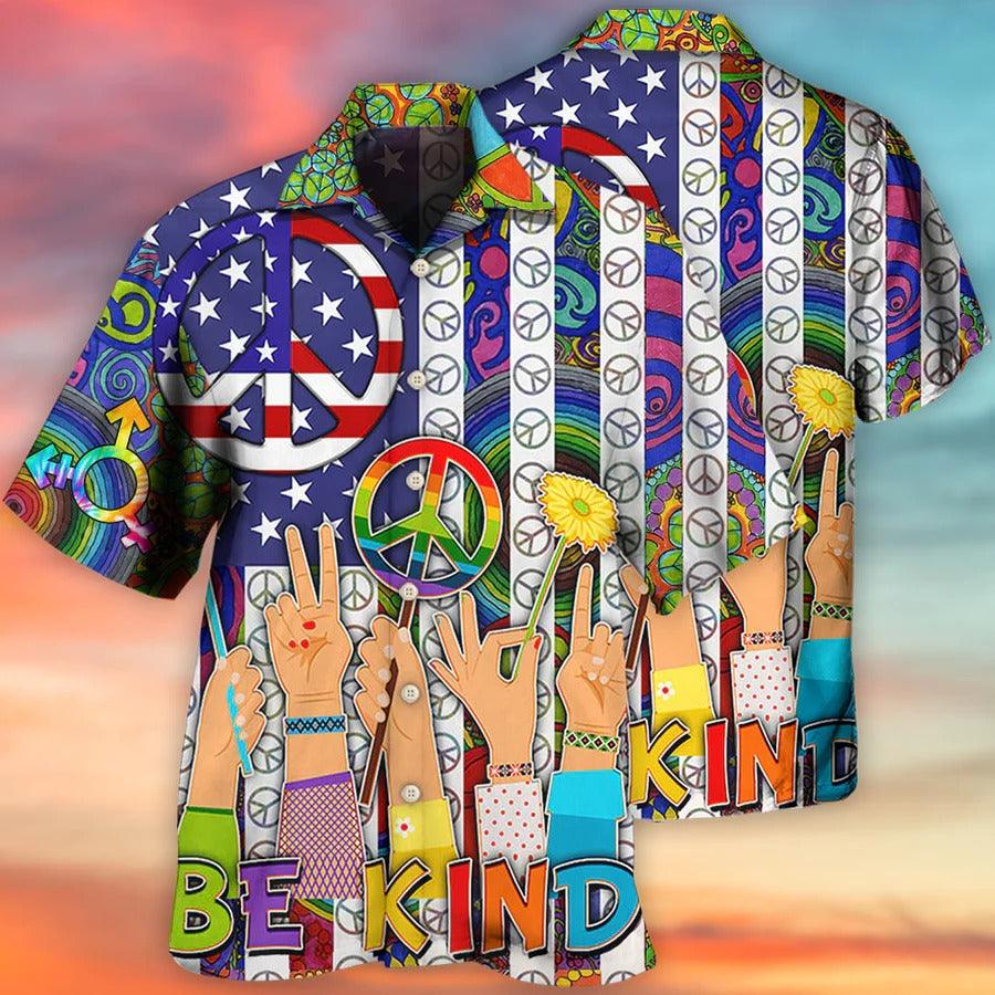 LGBT Aloha Hawaiian Shirt For Summer - LGBT Be Kind Style Hawaiian Shirt - US Flag Hawaiian Shirt - Perfect Gift For LGBT - Amzanimalsgift