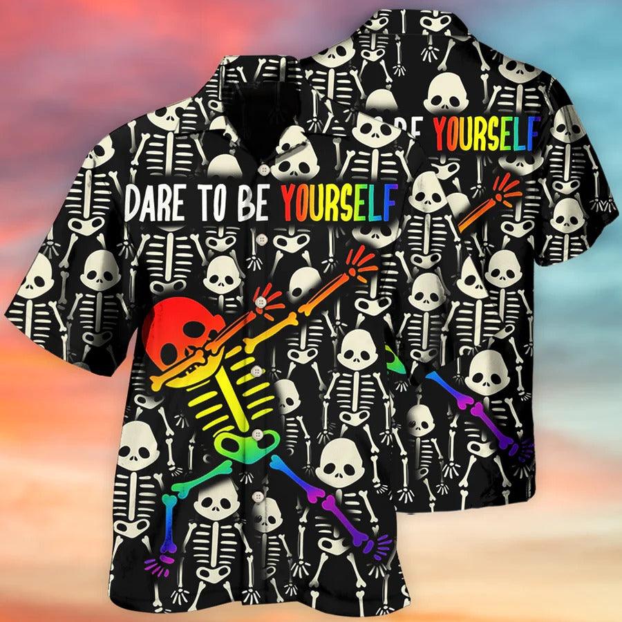 LGBT Aloha Hawaiian Shirt For Summer - LGBT Dare To Be Yourself Style Hawaiian Shirt - Cool Skull Hawaiian Shirt - Perfect Gift For LGBT - Amzanimalsgift