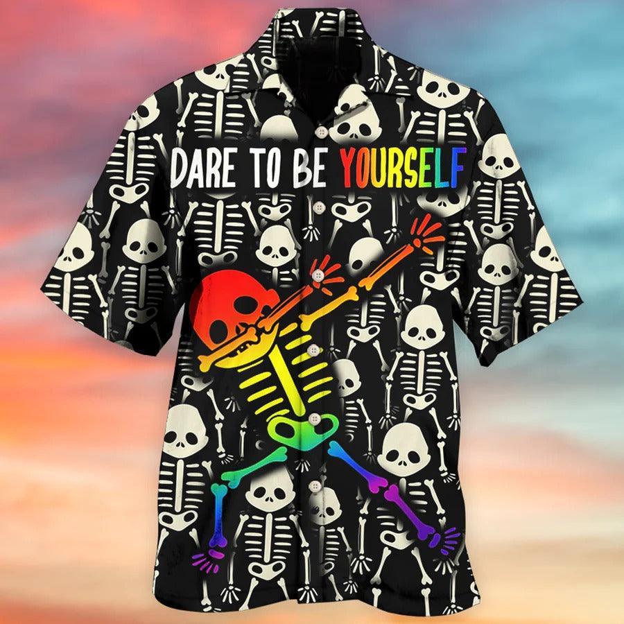 LGBT Aloha Hawaiian Shirt For Summer - LGBT Dare To Be Yourself Style Hawaiian Shirt - Cool Skull Hawaiian Shirt - Perfect Gift For LGBT - Amzanimalsgift