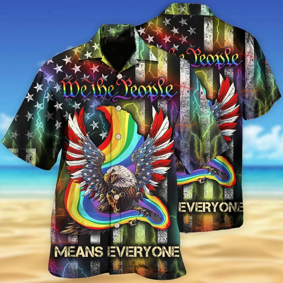 LGBT Aloha Hawaiian Shirt For Summer - LGBT Eagle We The People Means Everyone Hawaiian Shirt - US flag And Eagle Hawaiian Shirt - Perfect Gift For LGBT - Amzanimalsgift