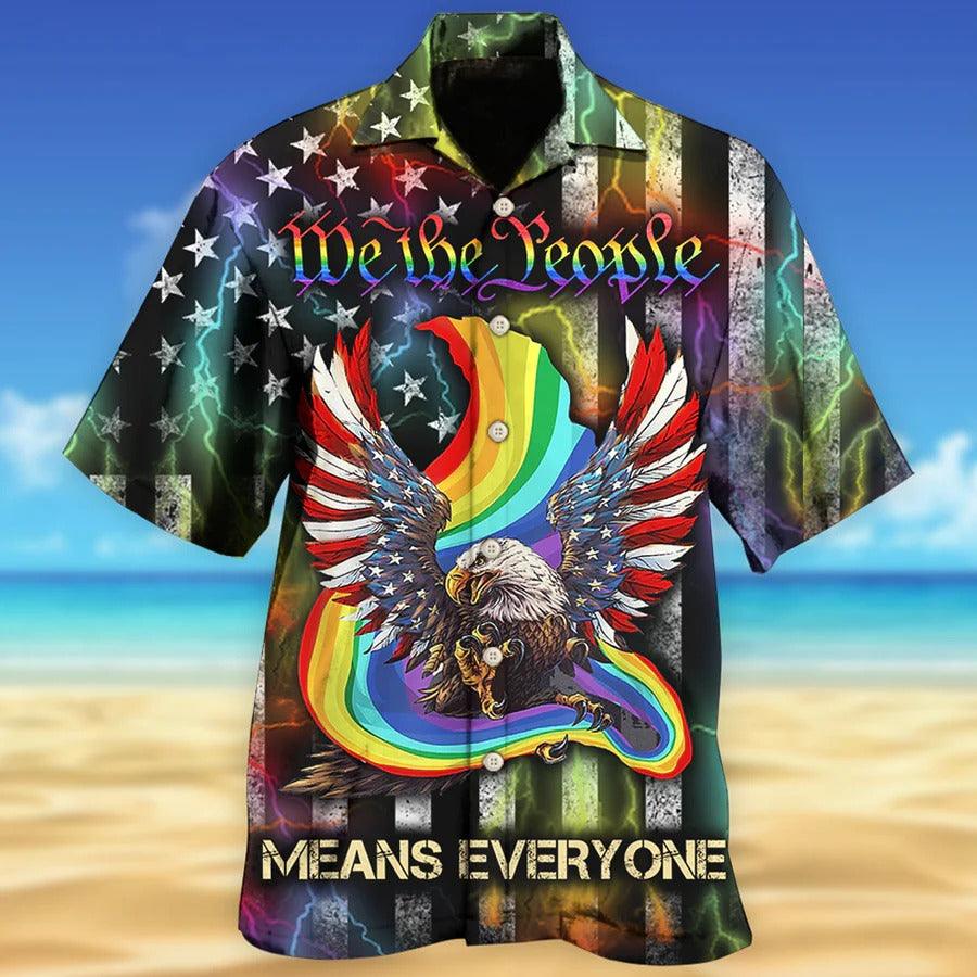 LGBT Aloha Hawaiian Shirt For Summer - LGBT Eagle We The People Means Everyone Hawaiian Shirt - US flag And Eagle Hawaiian Shirt - Perfect Gift For LGBT - Amzanimalsgift