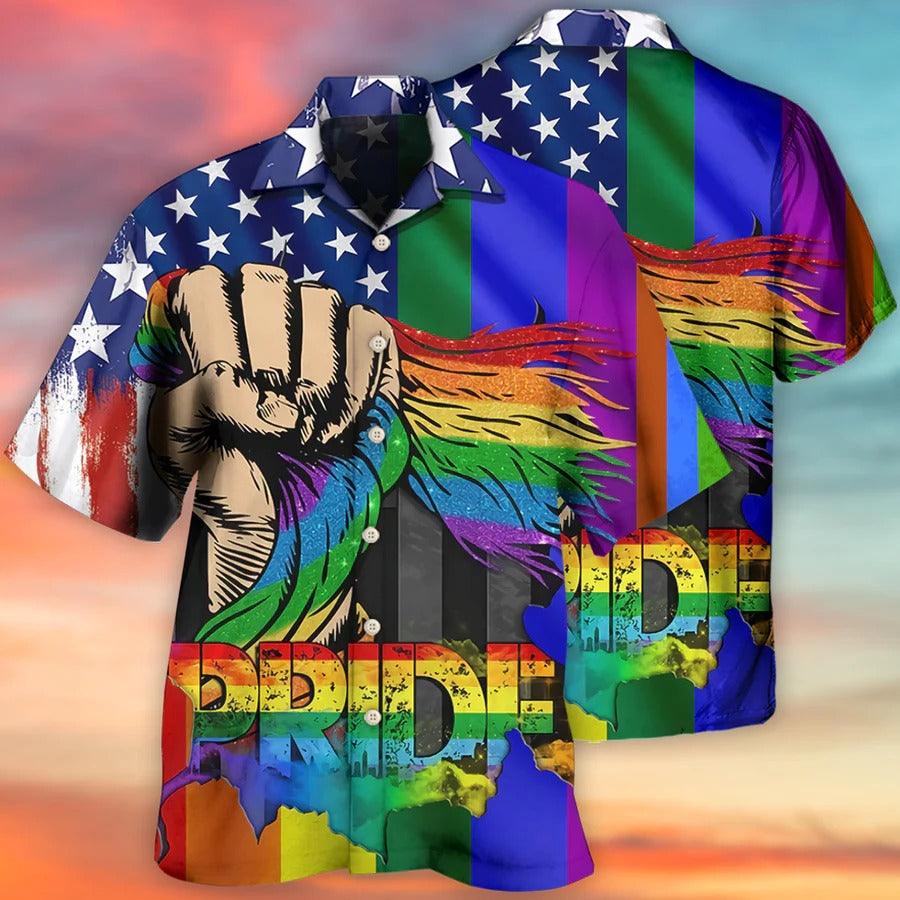 LGBT Aloha Hawaiian Shirt For Summer - LGBT Hand Love Is Love Hawaiian Shirt - Juneteenth Hawaiian Shirt - Perfect Gift For LGBT - Amzanimalsgift