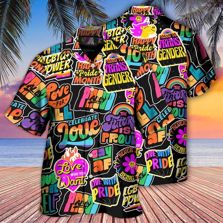 LGBT Aloha Hawaiian Shirt For Summer - LGBT Love Is Love Pride Month Hawaiian Shirt - Rainbow Hawaiian Shirt - Perfect Gift For LGB - Amzanimalsgift