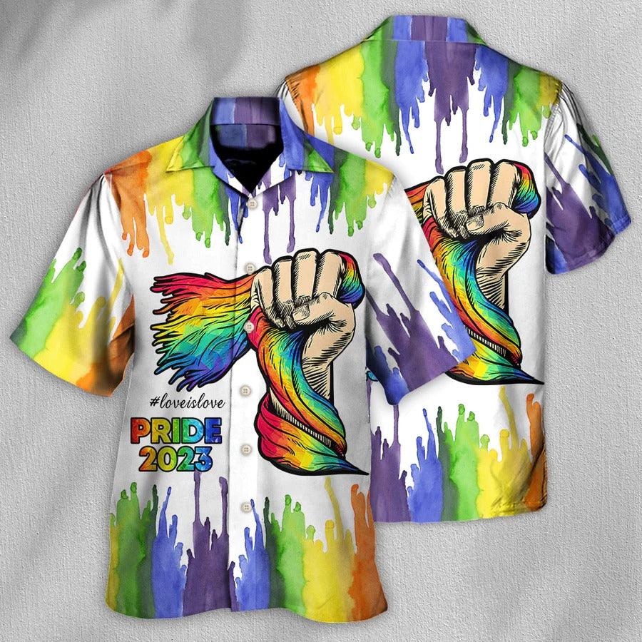 LGBT Aloha Hawaiian Shirt For Summer - LGBT Pride Love Is Love 2023 Hawaiian Shirt - Juneteenth Hawaiian Shirt - Perfect Gift For LGBT - Amzanimalsgift