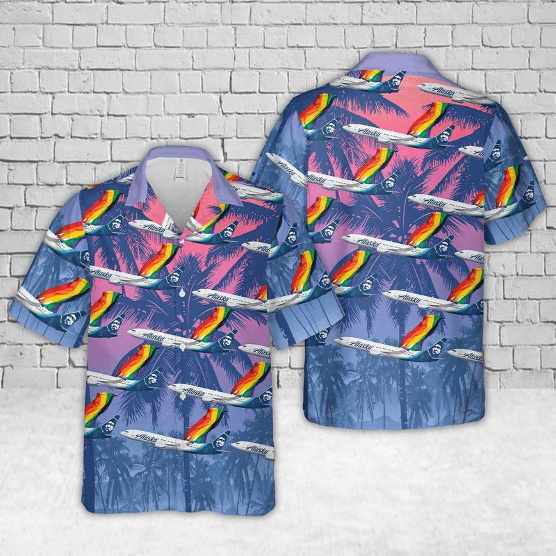 LGBT Aloha Hawaiian Shirts For Summer, Alaska Fly Colorful LGBT Rainbow Flag Hawaiian Shirts, Pride Gift For Gaymer And Lesbian - Amzanimalsgift