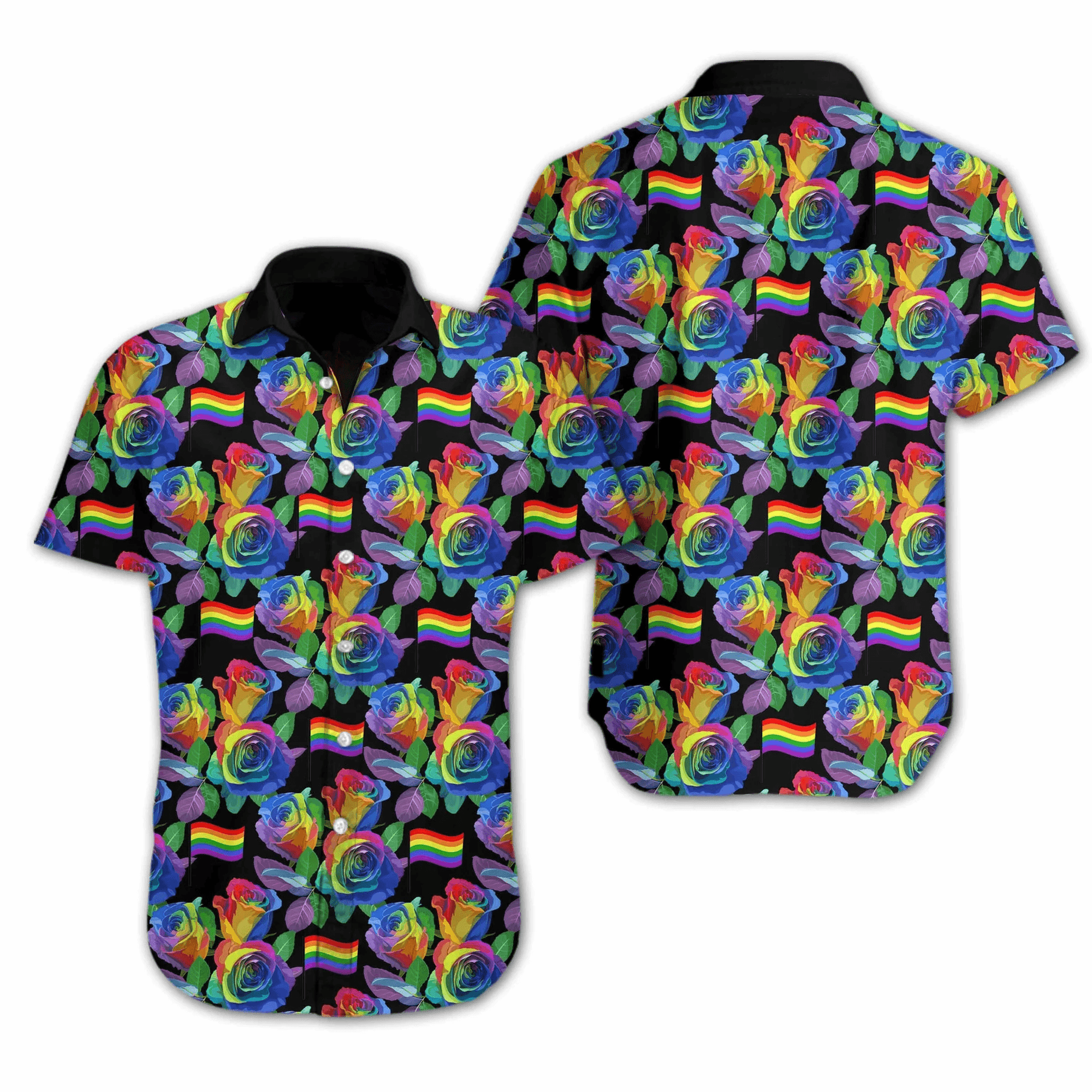 LGBT Aloha Hawaiian Shirts For Summer, Ally Pride Month Rose Colorful Of LGBT Hawaiian Shirts, Gift For Gaymer And Lesbian - Amzanimalsgift