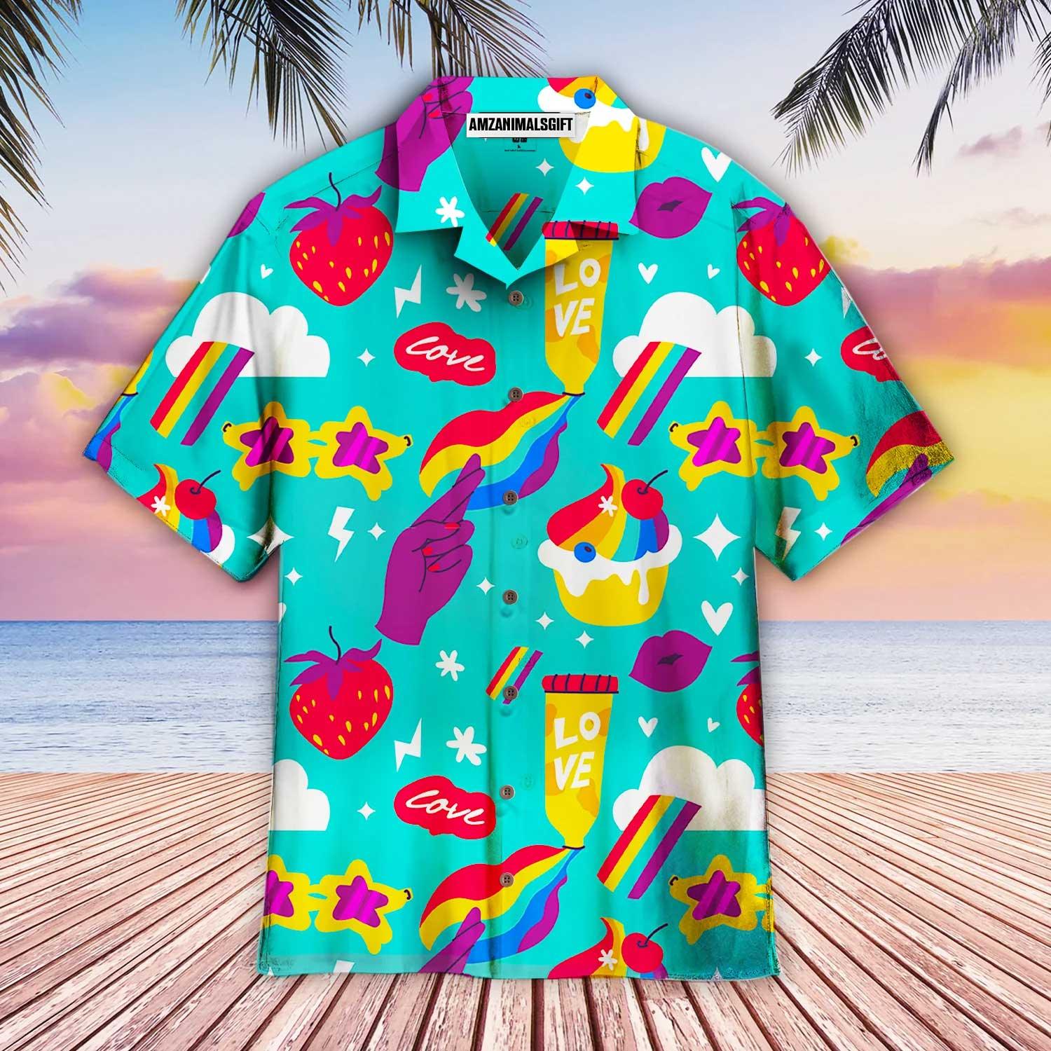 LGBT Aloha Hawaiian Shirts For Summer, Blue LGBTQ Funny Aloha Hawaiian Shirts For Men Women, Best Gift For Friend, Family, Team - Amzanimalsgift