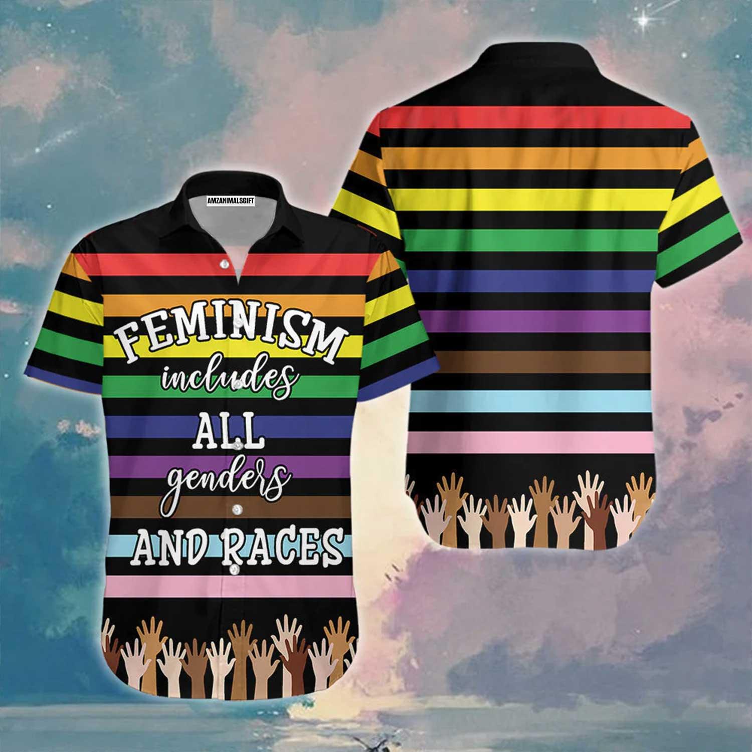 LGBT Aloha Hawaiian Shirts For Summer, Feminism Happy LGBT Pride Month Colorful Rainbow Hawaiian Shirts, Gift For Gaymer And Lesbian - Amzanimalsgift
