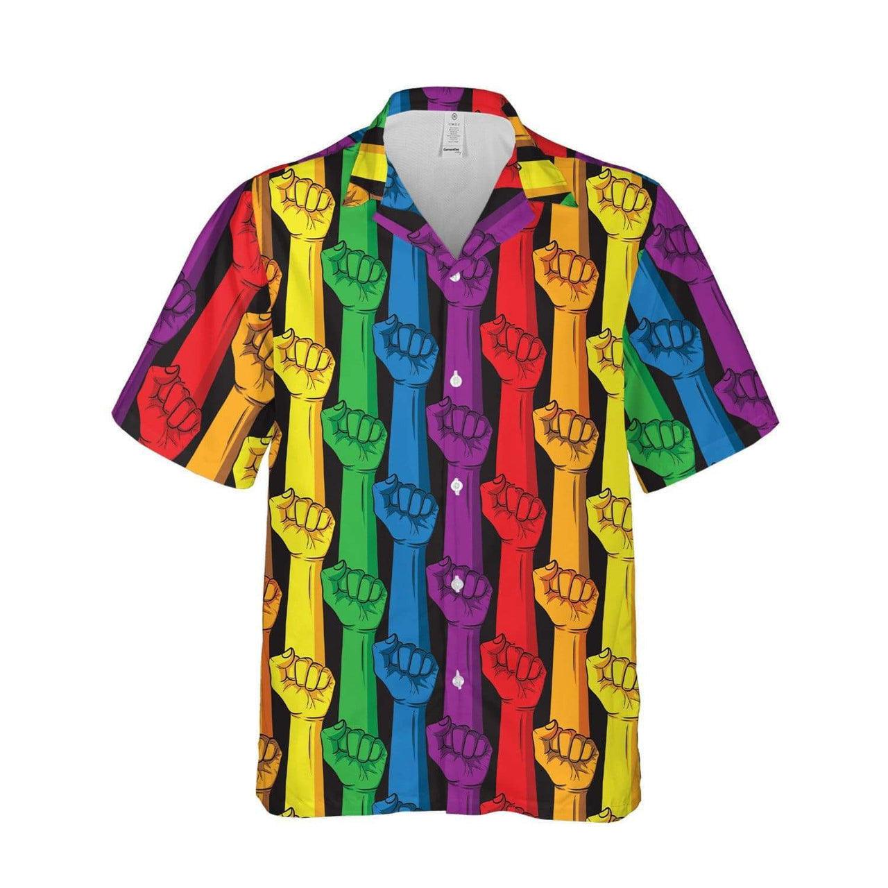 LGBT Aloha Hawaiian Shirts For Summer, Hand Rainbow Color LGBT Aloha Hawaiian Shirts For Men Women, Perfect Gift For Friend, Pride Month LGBT - Amzanimalsgift