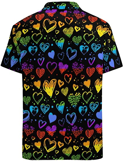 LGBT Aloha Hawaiian Shirts For Summer, Heart Pattern Colorful Rainbow LGBT Pride Hawaiian Shirts, Gift For Couple Gaymer And Lesbian - Amzanimalsgift
