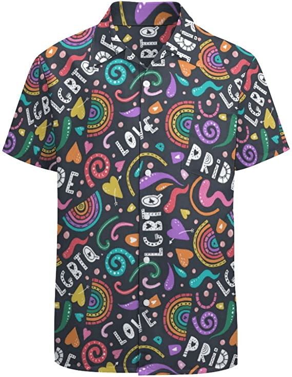 LGBT Aloha Hawaiian Shirts For Summer, Love Heart Rainbow Colorful LGBT Hawaiian Shirts, Pride Gift For Gaymer And Lesbian - Amzanimalsgift