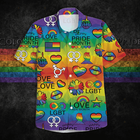 LGBT Aloha Hawaiian Shirts For Summer, Love Pride Month Colorful Rainbow LGBT Pattern Hawaiian Shirts, Pride Gift For Gaymer And Lesbian - Amzanimalsgift