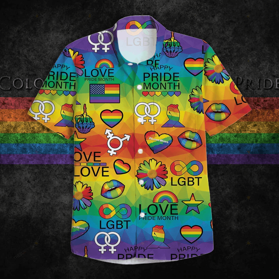 LGBT Aloha Hawaiian Shirts For Summer, Love Pride Month Colorful Rainbow LGBT Pattern Hawaiian Shirts, Pride Gift For Gaymer And Lesbian - Amzanimalsgift