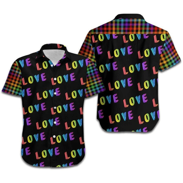 LGBT Aloha Hawaiian Shirts For Summer, Love Rainbow Plaid Pattern Colorful Hawaiian Shirts, Pride Gift For Couple Gaymer And Lesbian, Friend - Amzanimalsgift