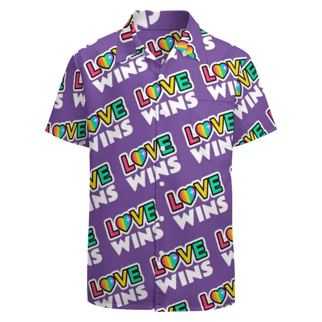 LGBT Aloha Hawaiian Shirts For Summer, Love Wins Colorful Rainbow LGBT Purple Hawaiian Shirts, Pride Gift For Gaymer And Lesbian - Amzanimalsgift