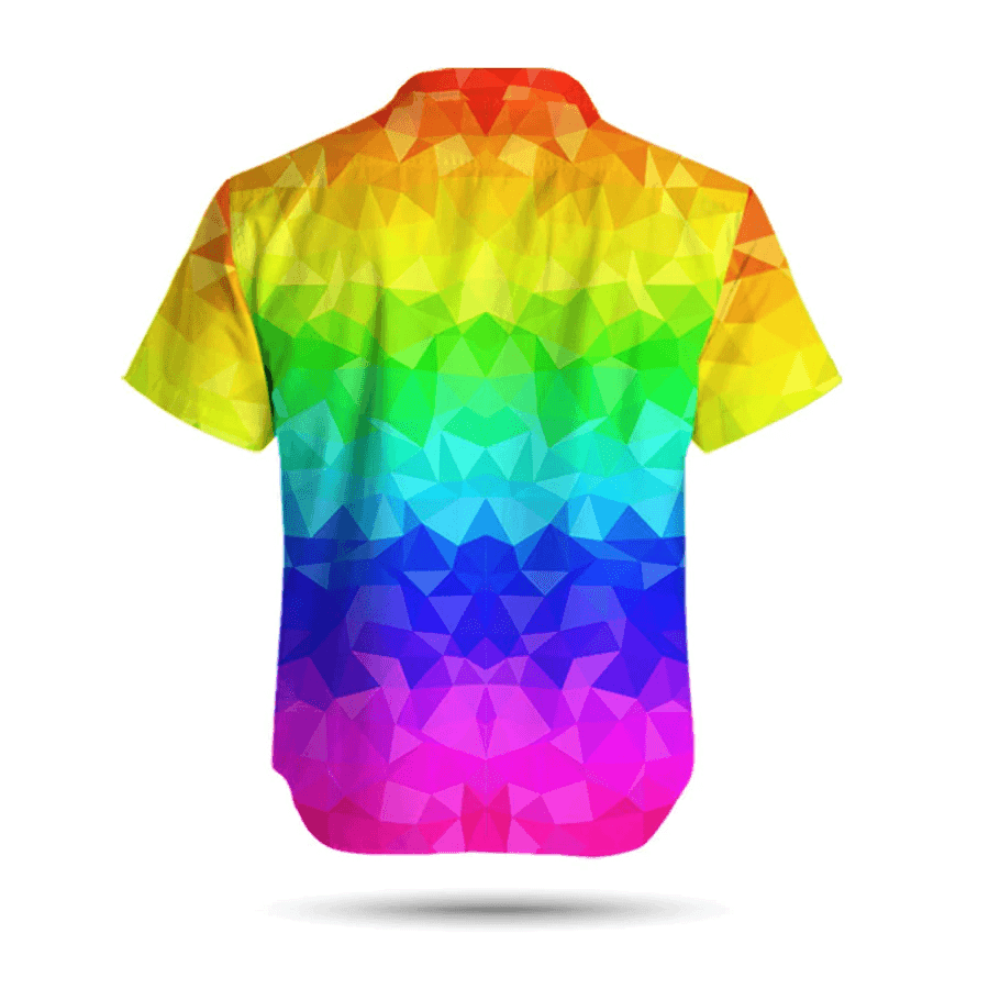 LGBT Aloha Hawaiian Shirts For Summer, Polygonal American Flag Inside Colorful Rainbow LGBT Hawaiian Shirts, Pride Gift For Gaymer And Lesbian - Amzanimalsgift