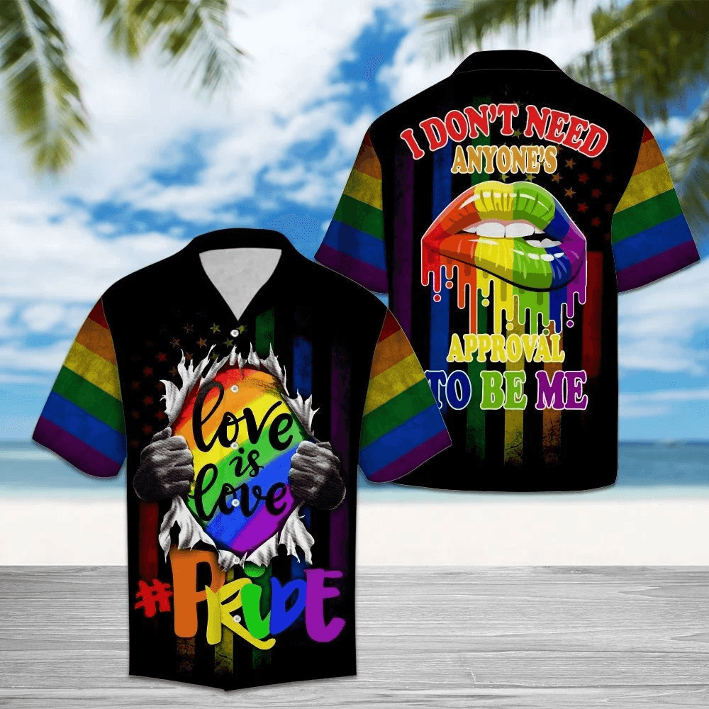 LGBT Aloha Hawaiian Shirts For Summer, Pride Colorful Rainbow Hawaiian Shirts, Gift For Gaymer And Lesbian - I Don't Need Anyone's Approval To Be Me - Amzanimalsgift