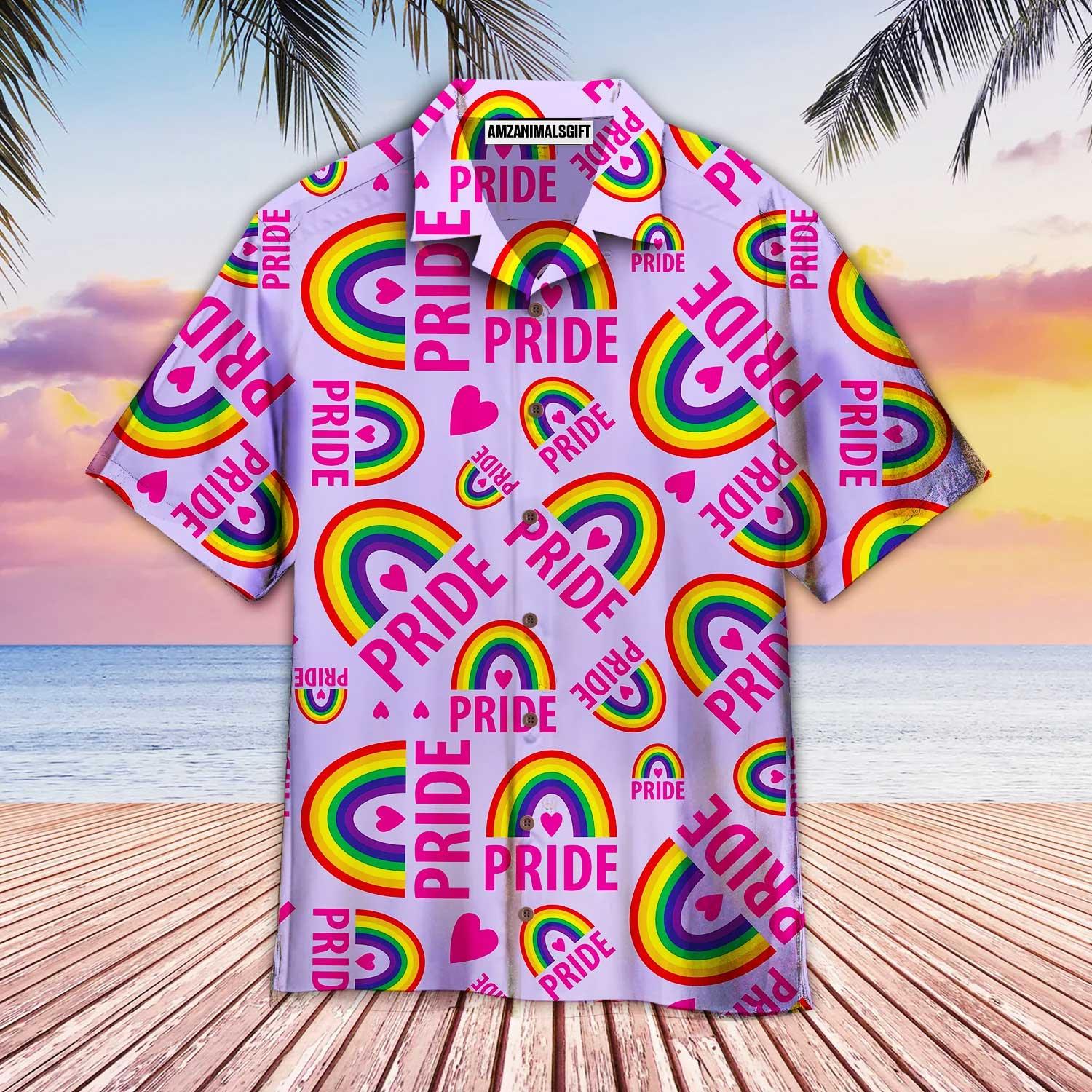 LGBT Aloha Hawaiian Shirts For Summer, Pride Month Purple Pink Aloha Hawaiian Shirts For Men Women, Perfect Gift For Friend, Team, Family - Amzanimalsgift