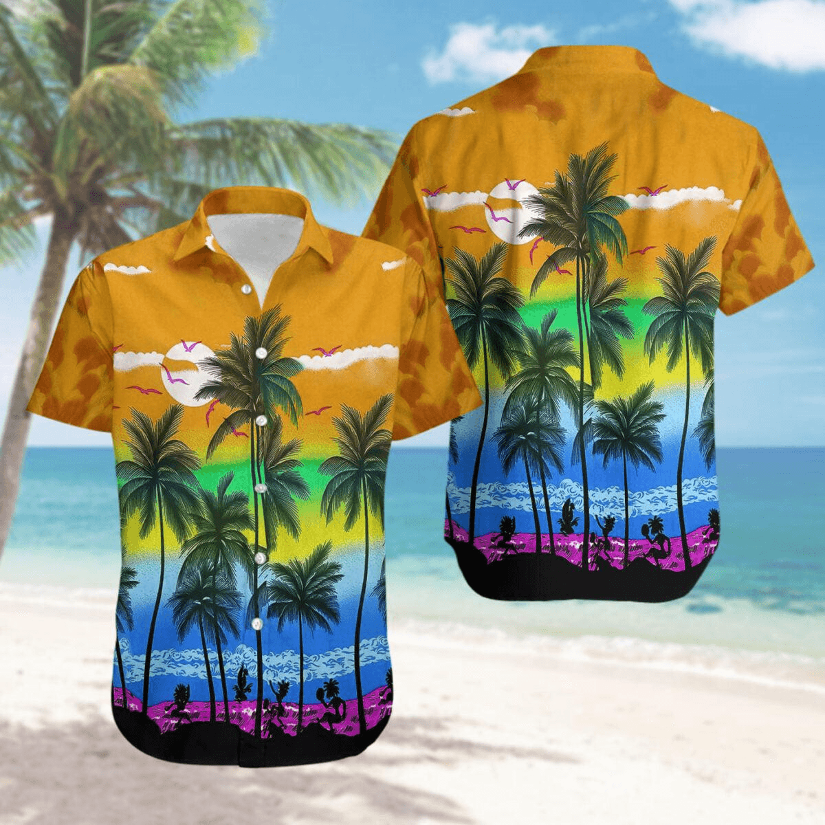 LGBT Aloha Hawaiian Shirts For Summer, Sunset Beaches Colorful Rainbow LGBT Hawaiian Shirts, Pride Gift For Gaymer And Lesbian, Party - Amzanimalsgift