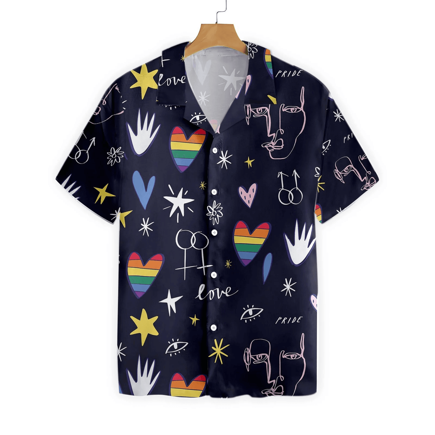 LGBT Aloha Hawaiian Shirts For Summer, Symbol And Heart Colorful Rainbow LGBT Pride Hawaiian Shirts, Gift For Couple Gaymer And Lesbian - Love Is Love - Amzanimalsgift