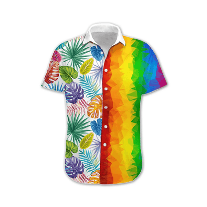 LGBT Aloha Hawaiian Shirts For Summer, Transgender Awesome LGBT Low Poly Colorful Rainbow Hawaiian Shirts, Pride Gift For Gaymer And Lesbian - Amzanimalsgift