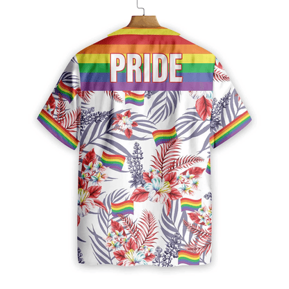 LGBT Aloha Hawaiian Shirts For Summer, Vivid Bluebonnet Rainbow LGBT Flag Tropical Floral Pride Hawaiian Shirts, Gift For Gaymer And Lesbian - Amzanimalsgift