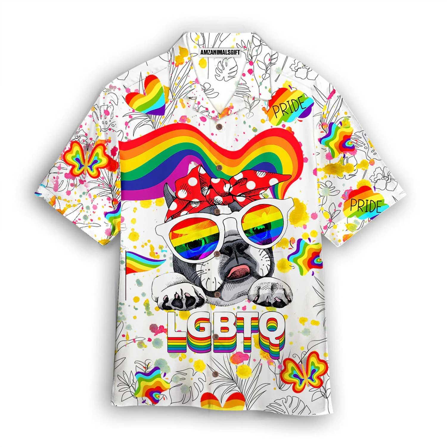 LGBT And Pug Dog Aloha Hawaiian Shirts For Summer, Happy Pride Month LGBTQ Rainbow Colorful Hawaiian Shirts, Gift For Gaymer And Lesbian, Dog Lovers - Amzanimalsgift