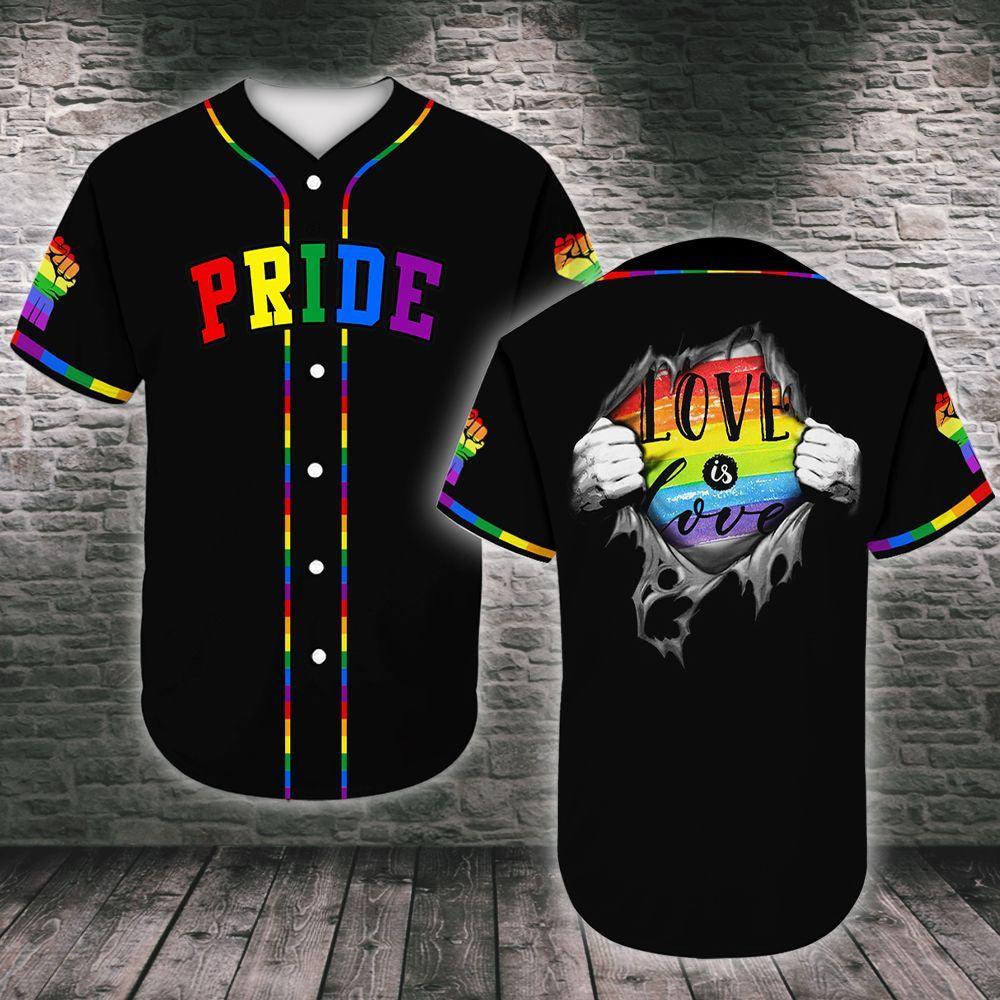 LGBT Baseball Jersey, Love Is Love Color Hand, Pride Colorful Of LGBT Baseball Jersey, Gift For Gaymer And Lesbian - Amzanimalsgift