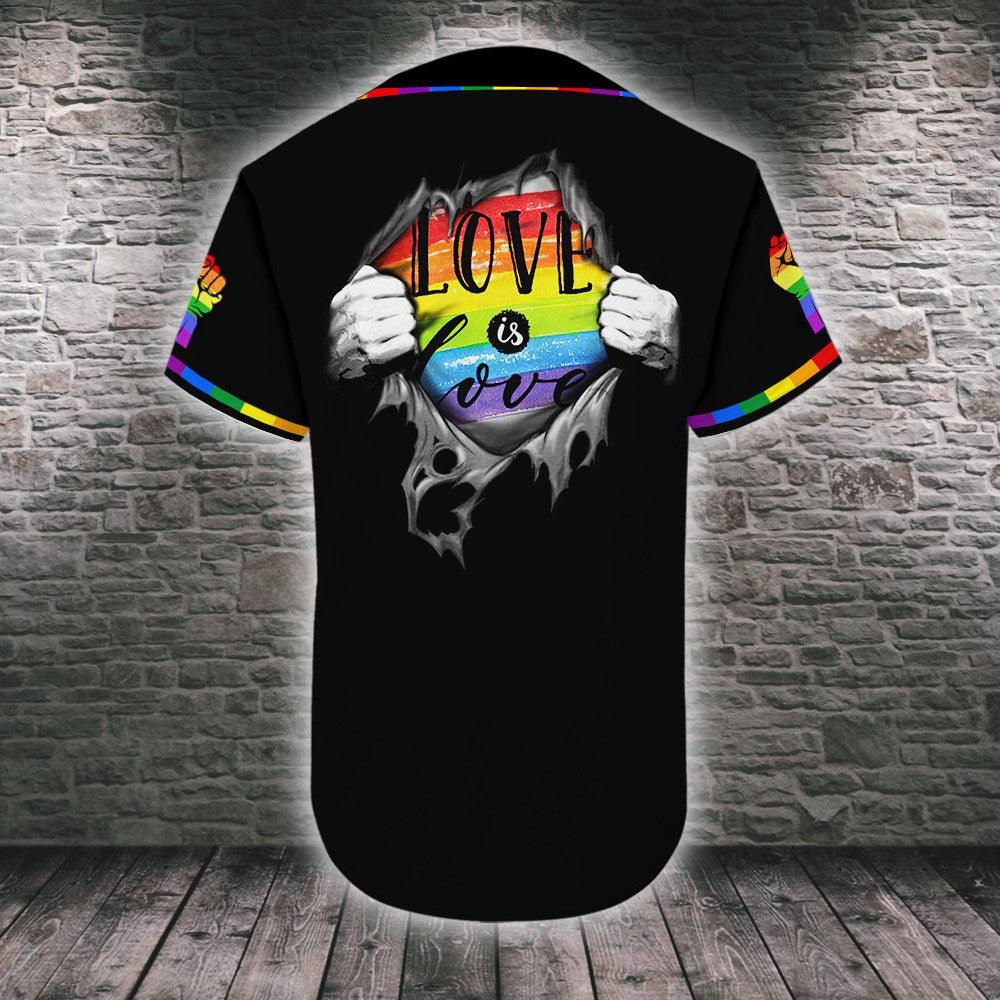 LGBT Baseball Jersey, Love Is Love Color Hand, Pride Colorful Of LGBT Baseball Jersey, Gift For Gaymer And Lesbian - Amzanimalsgift