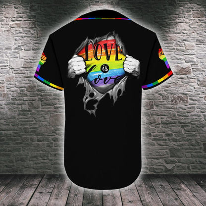 LGBT Baseball Jersey, Love Is Love Color Hand, Pride Colorful Of LGBT Baseball Jersey, Gift For Gaymer And Lesbian - Amzanimalsgift