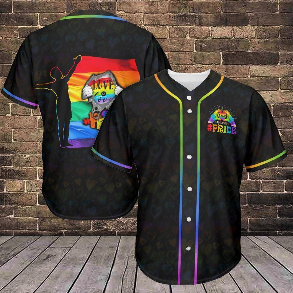 LGBT Baseball Jersey, Pride Colorful Of LGBT Baseball Jersey, Gift For Gaymer And Lesbian - Love is Love - Amzanimalsgift